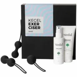 Sexleksakerbutiken Sinful Kegel Exerciser Set Med A-Z Guide - Svart